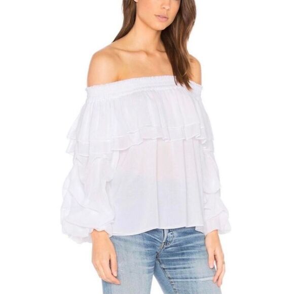 Misa Los Angeles White Off-Shoulder Blouse - Picture 1 of 8
